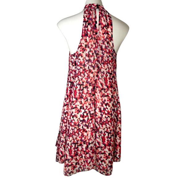 TILDON Multicolor Pink Dot Halter A Line Chiffon Mini Dress Sz S Keyhole Neck - Picture 5 of 5